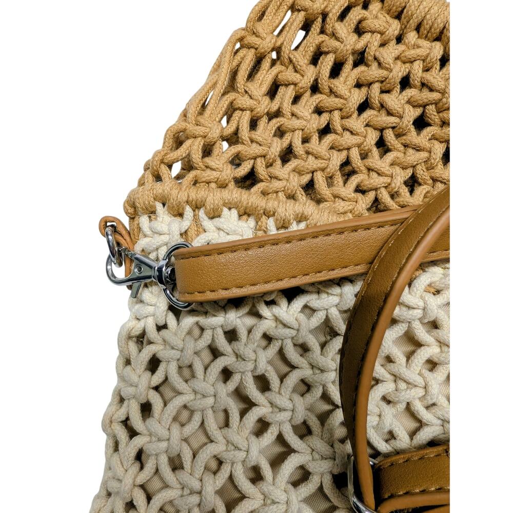 Crown Vintage NWT Woven Macramé Crossbody Tote Bag Boho - Picture 4 of 6